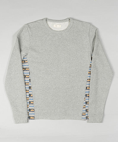 Folk Printed Panel Sweater Light Grey