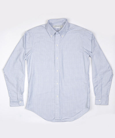 Harry Stedman Candy Stripe 50s Button Down Oxford Shirt Blue