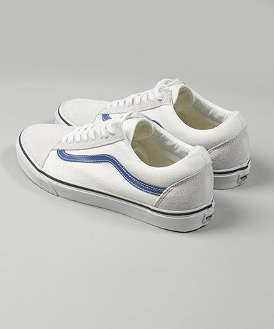 Off white vans with blue deals stripe
