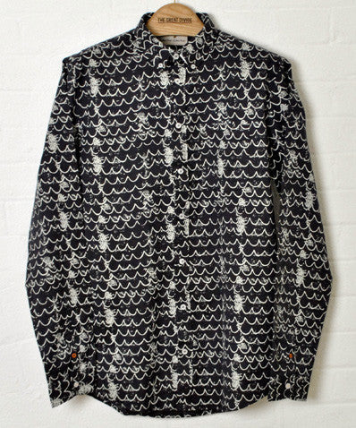 Hunter Printed Oxford Shirt Wave Print