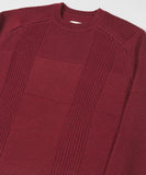 Folk Check Knit Jumper Burgundy