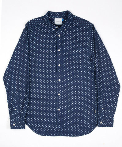 Wood Wood Paradiski Denim Dot Shirt  Blue Denim Dot 